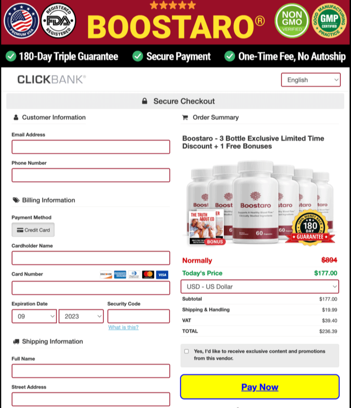 Boostaro pricing